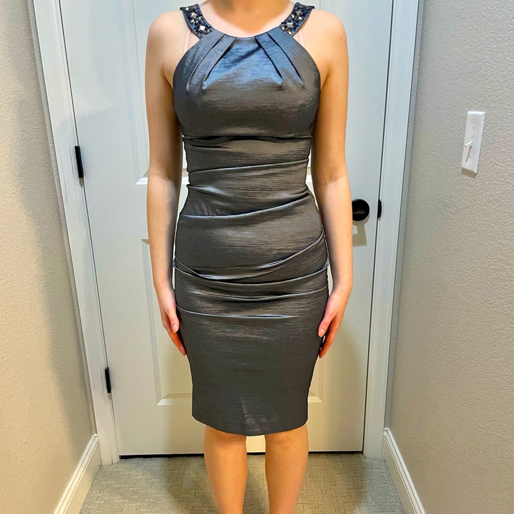 S.L. Fashions gray dress